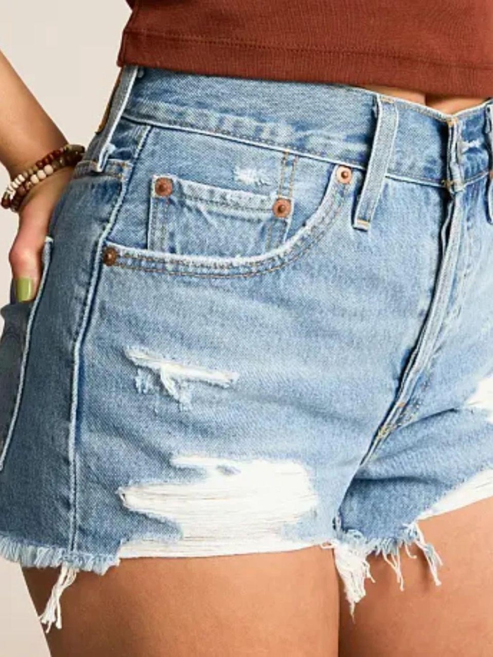 Levi's Light Blue Distressed Denim Cutoff Shorts